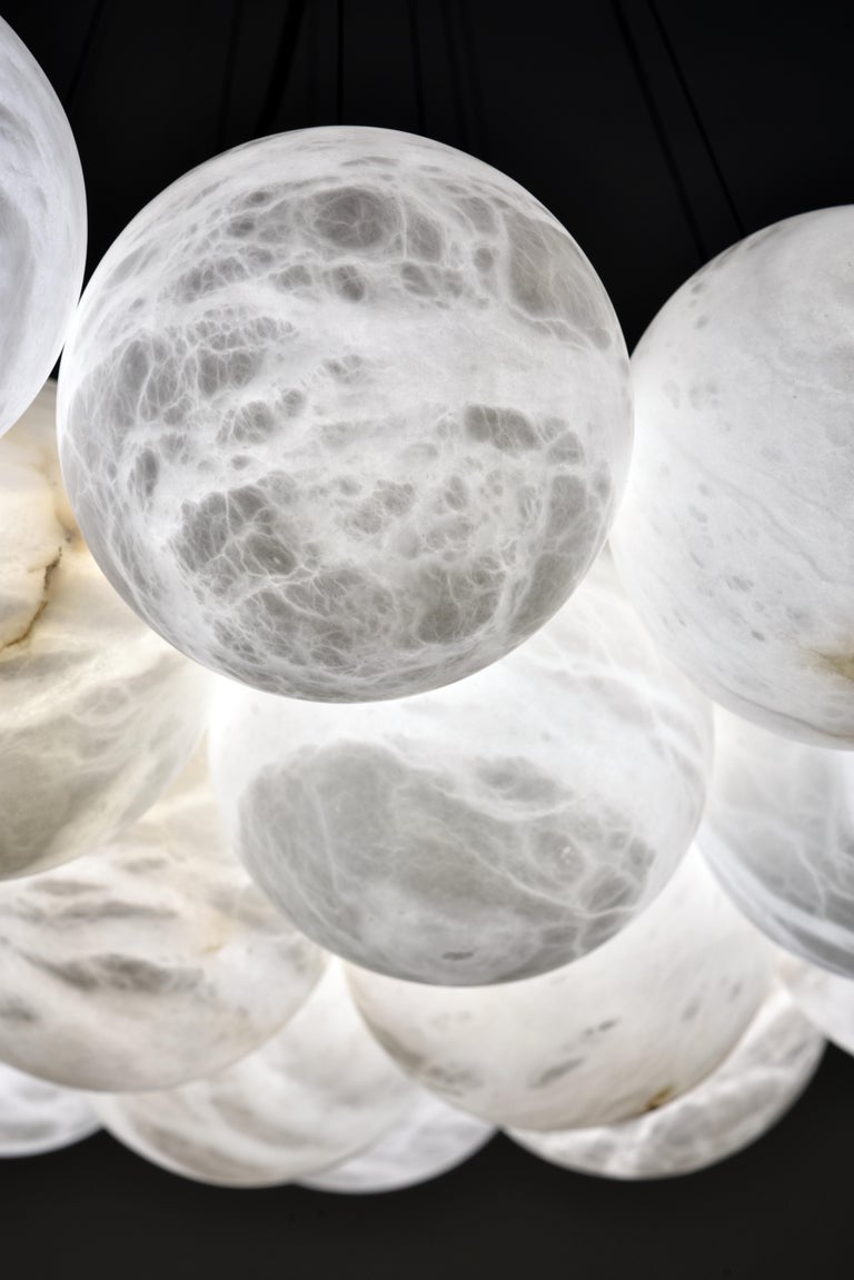 Bolky Alabaster Chandelier by Atelier Alain Ellouz In New Condition In Geneve, CH