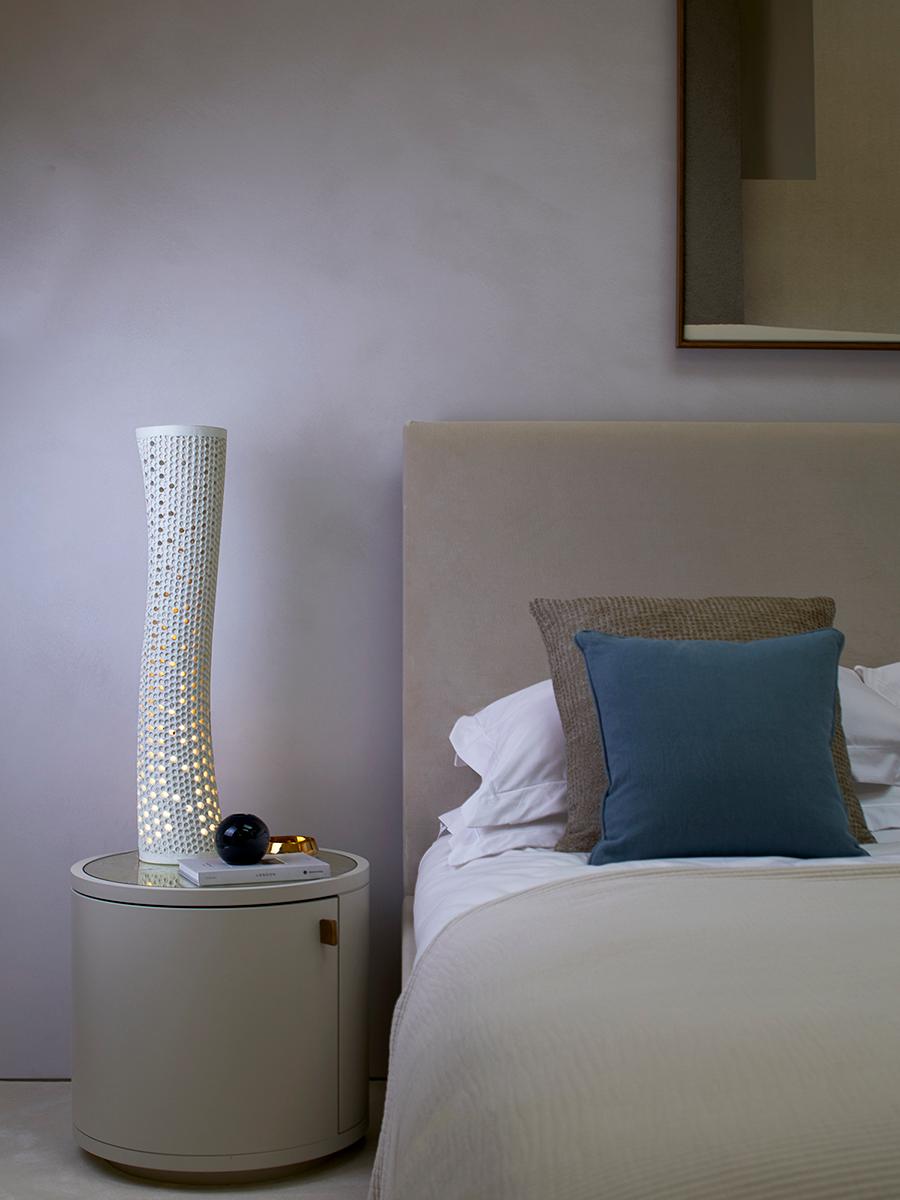 Organic Modern Bolla, Handcrafted Concrete Floorstanding Lamp from Bubble Wrap Packaging Waste For Sale