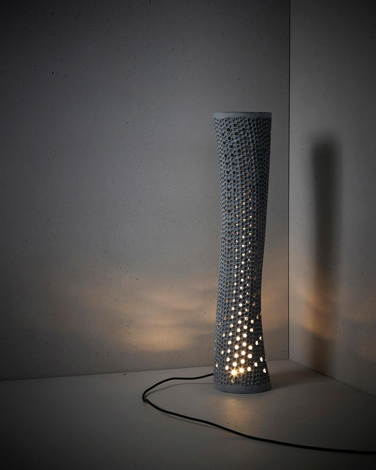 Contemporary Bolla, Handcrafted Concrete Floorstanding Lamp from Bubble Wrap Packaging Waste For Sale