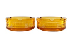 Bolla Wine Amber Glass Ashtrays - a Pair