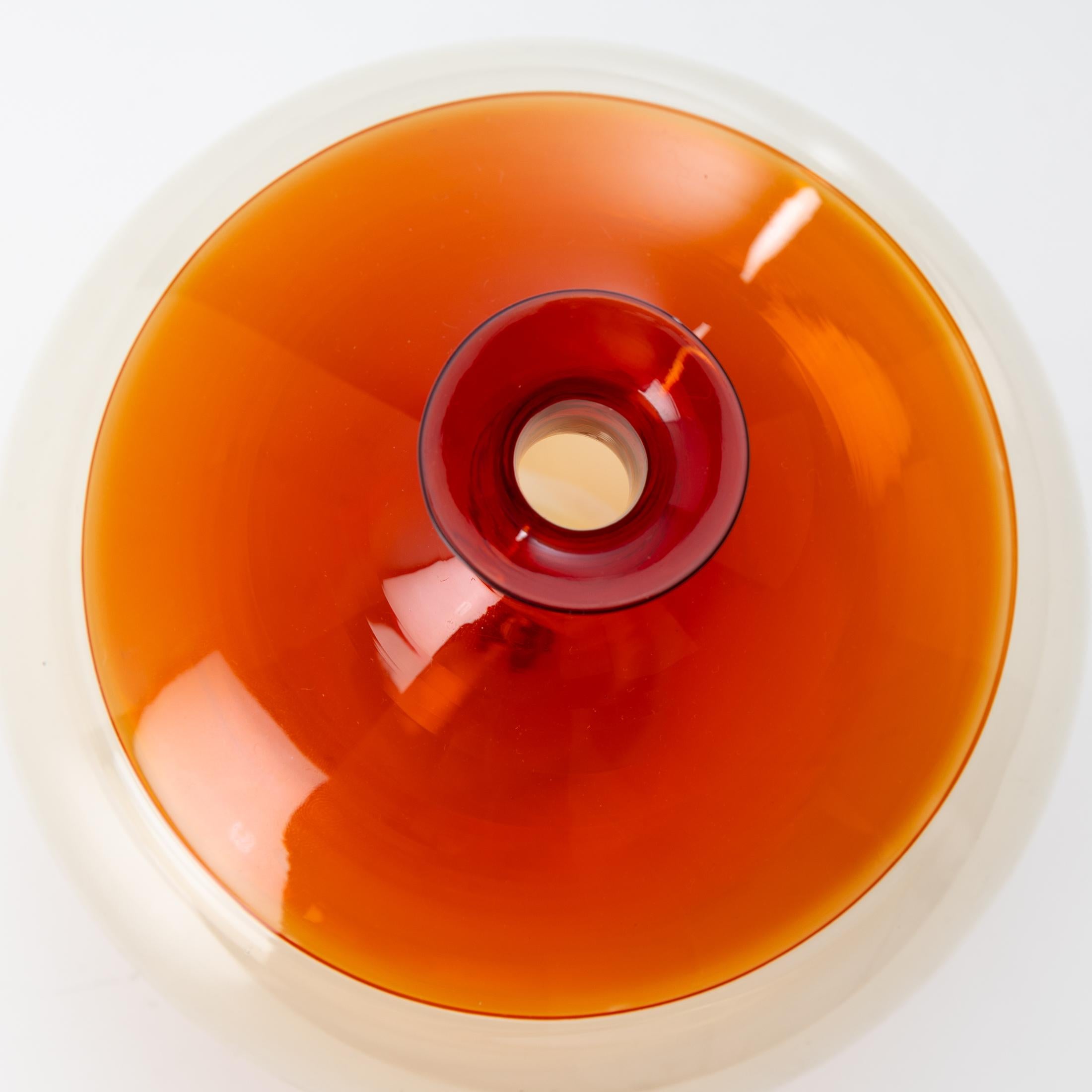 Mid-Century Modern Bolle Incalmo Blown Glass Vase 'Red, Straw' by Tapio Wirkkala Venini Murano