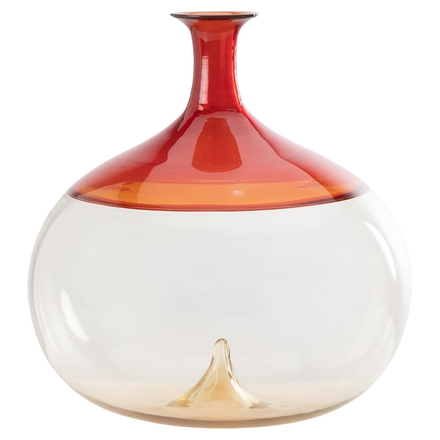 Bolle Incalmo Blown Glass Vase 'Red, Straw' by Tapio Wirkkala Venini Murano