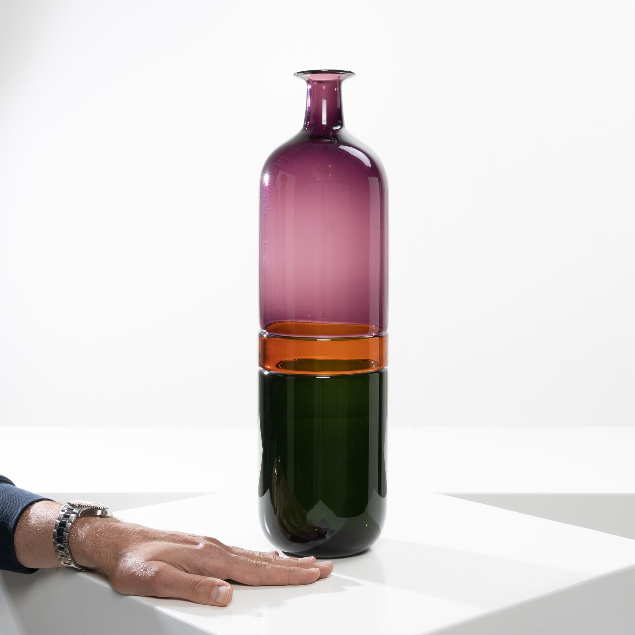 Mid-Century Modern Bolle Large Bottle-Shaped Vase by Tapio Wirkkala, Venini Murano, Italy