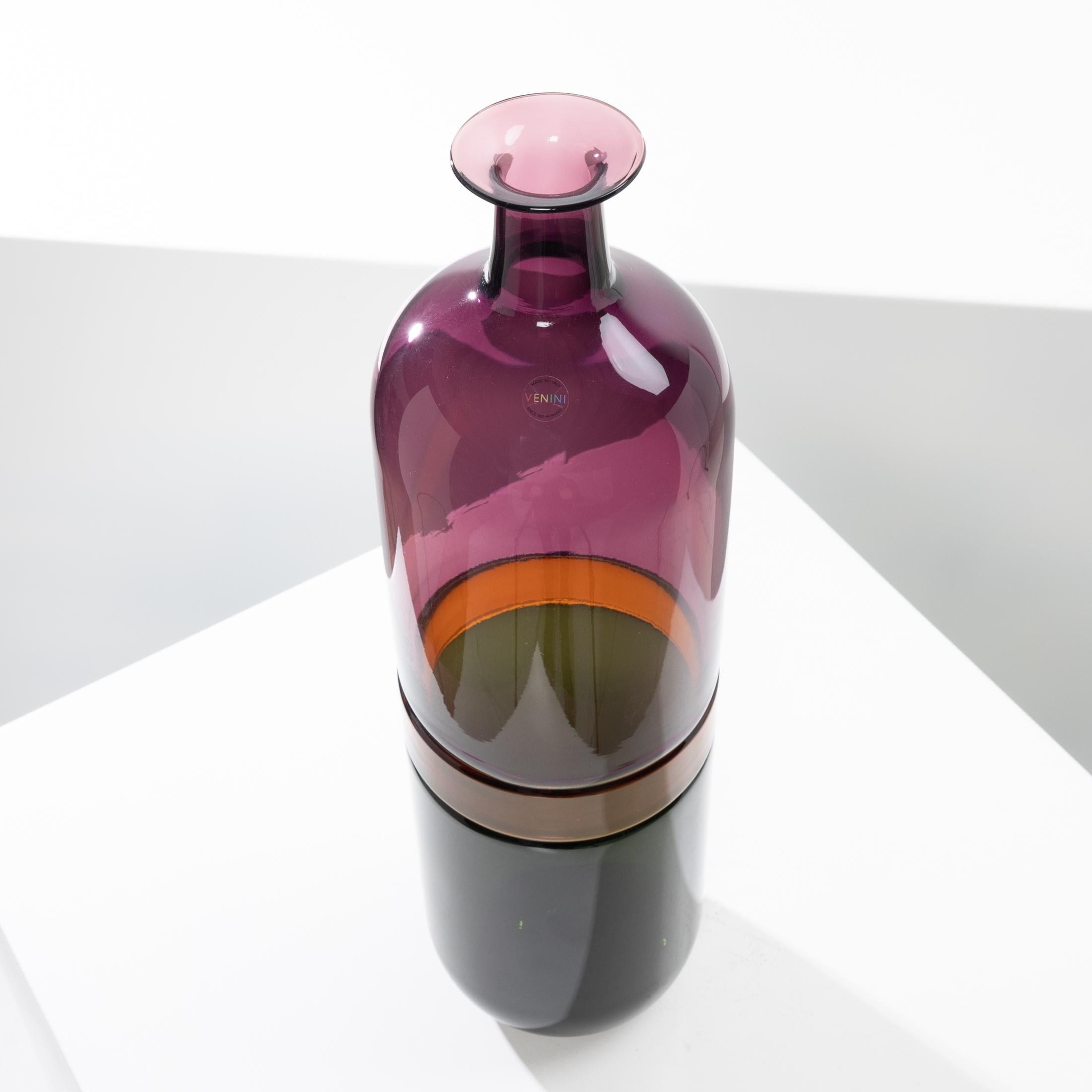 Italian Bolle Large Bottle-Shaped Vase by Tapio Wirkkala, Venini Murano, Italy