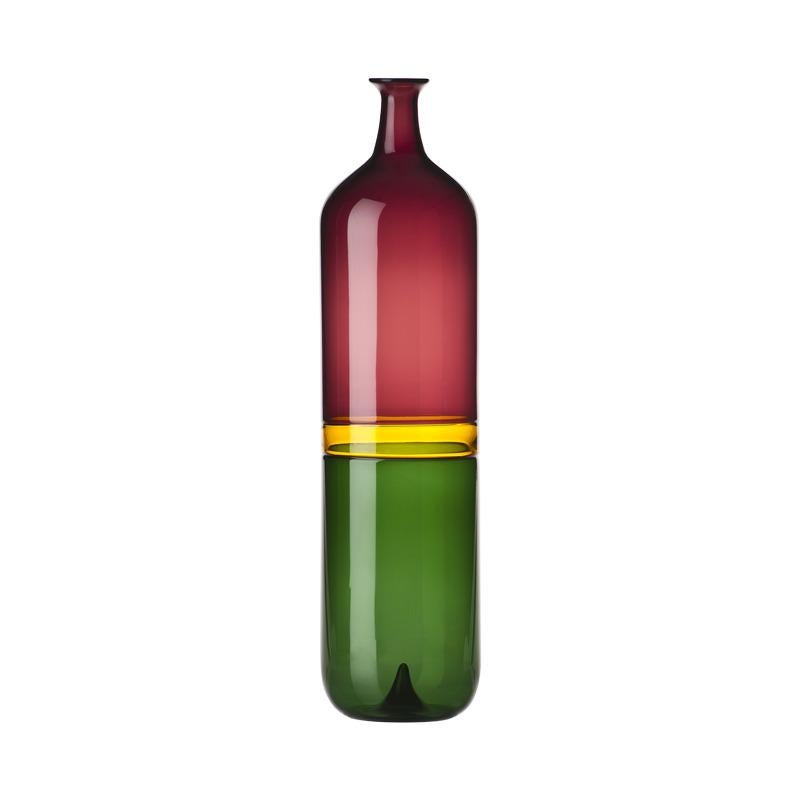 Bolle Vase in Grass Green, Amber-Yellow and Violet by Tapio Wirkkala For Sale