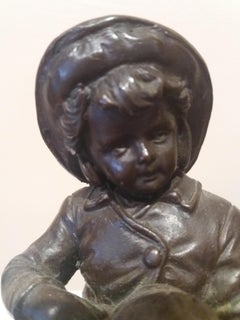 Bollel Child & Child et conque. Sculpture originale en bronze multiple