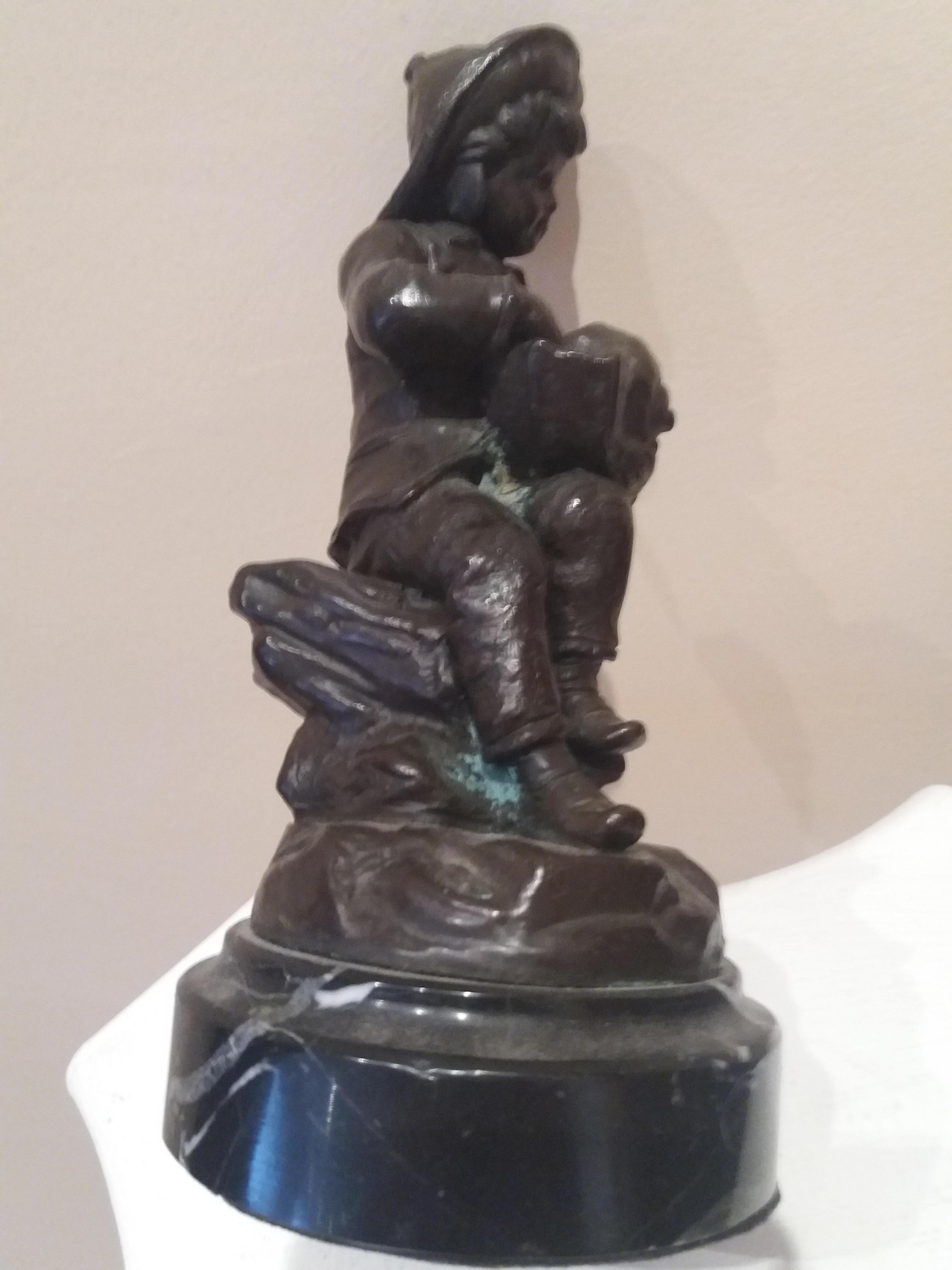 Bollel  Child and conch shell. Original multiple bronze sculpture For Sale 1