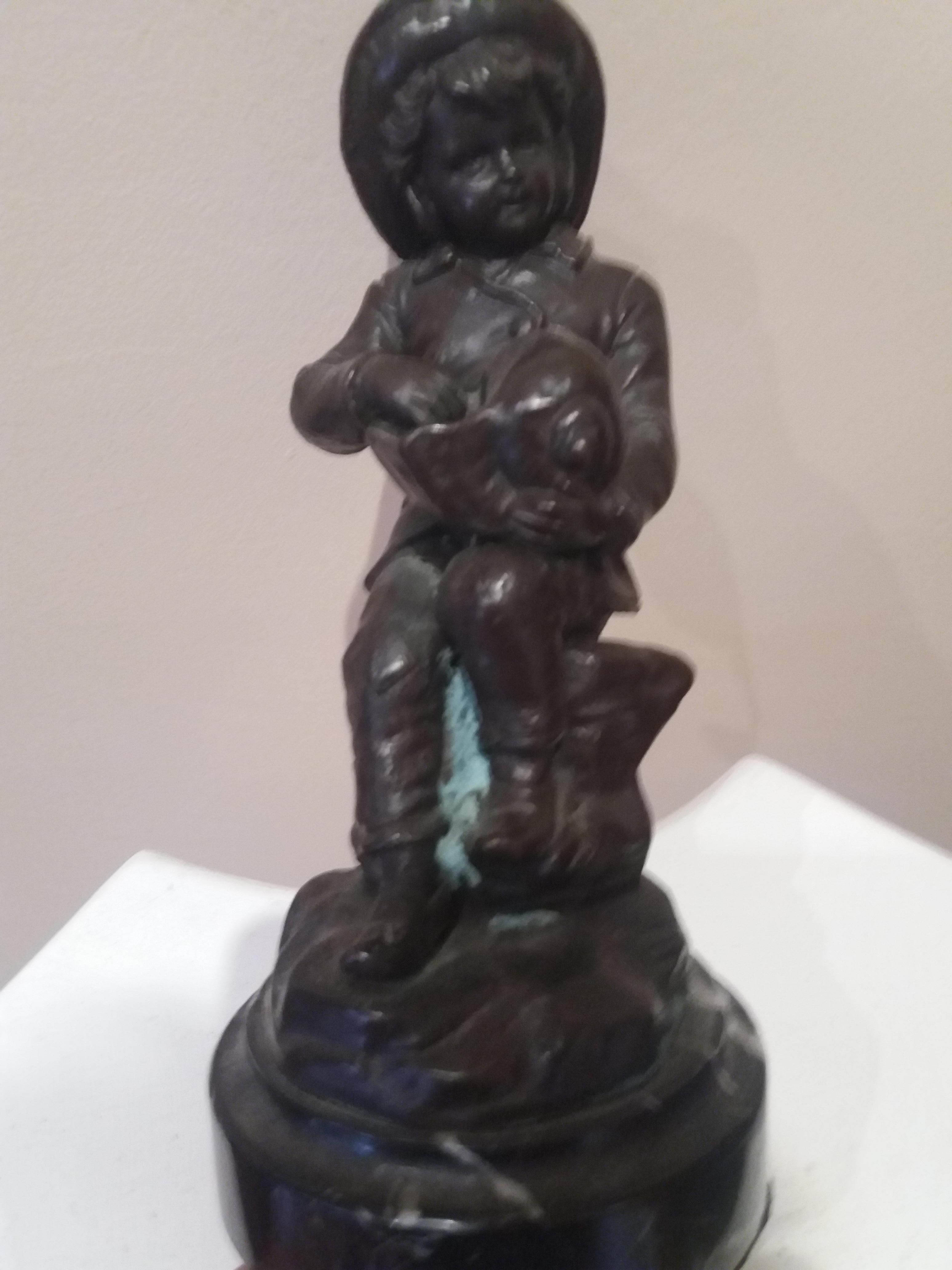 Bollel  Child and conch shell. Original multiple bronze sculpture For Sale 2