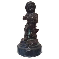 Bollel Child and conch shell. Original multiple bronze sculpture
