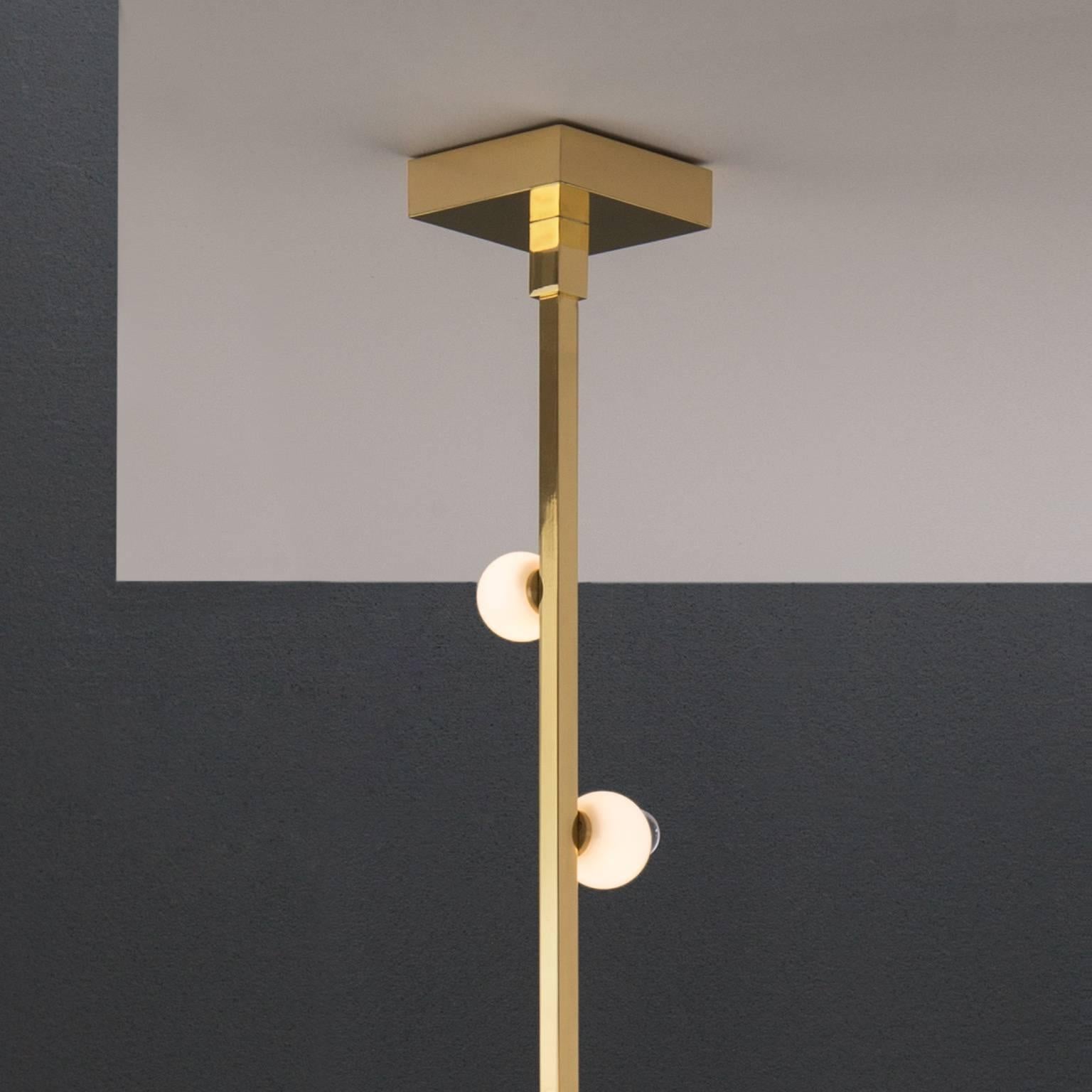 Bollicine Chandelier 'Three modules' Brass and Handblown Glass Pendant Light In New Condition For Sale In London, GB