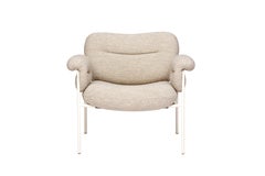 Bollo Armchair by Fogia, Barnum Sand 02, White Steel