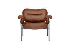 Bollo Sessel von Fogia, Braunes Leder, Schwarzer Stahl