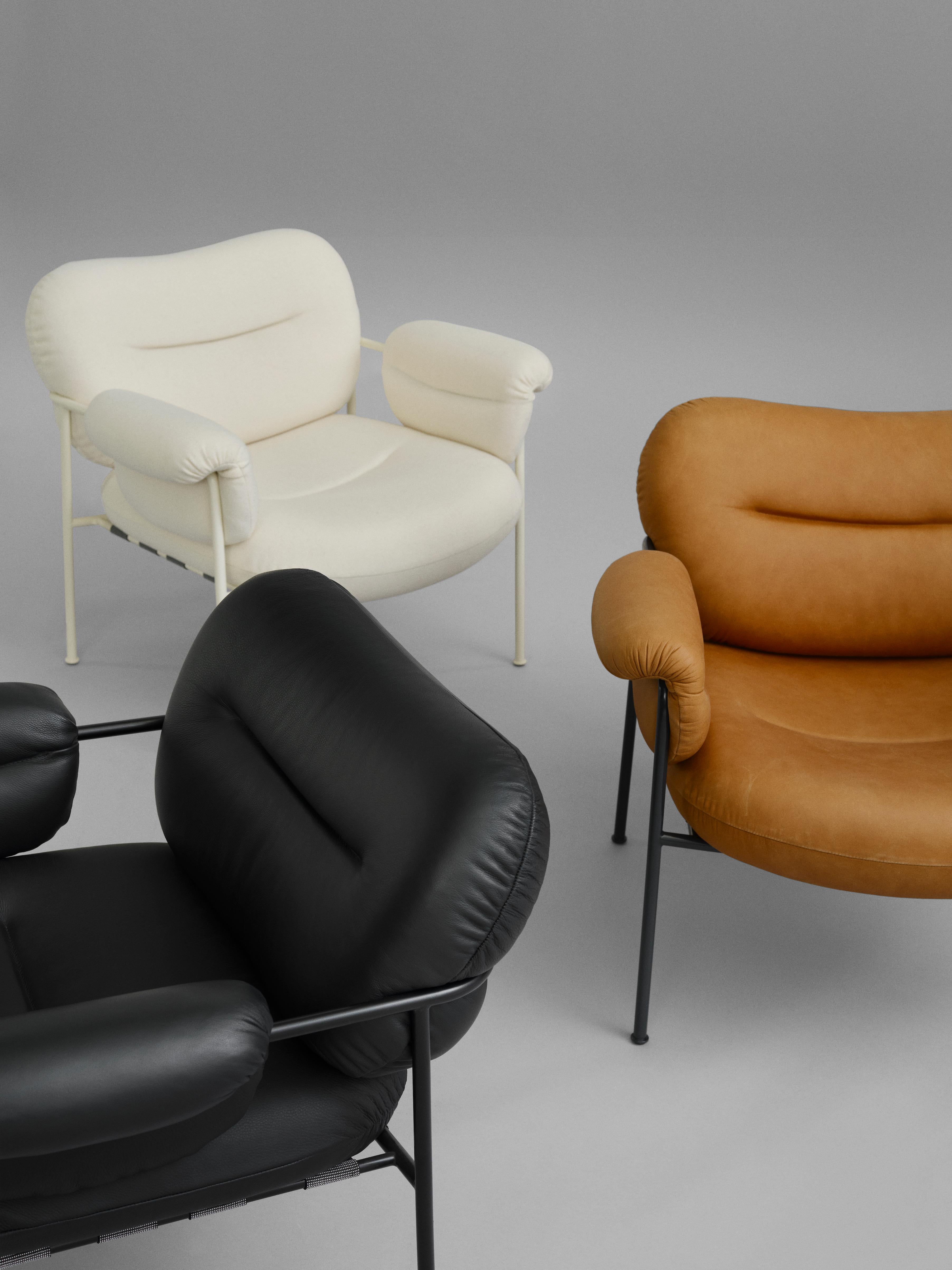 Bollo Armchair by Fogia, Brown Leather, Black Steel In New Condition For Sale In Paris, FR