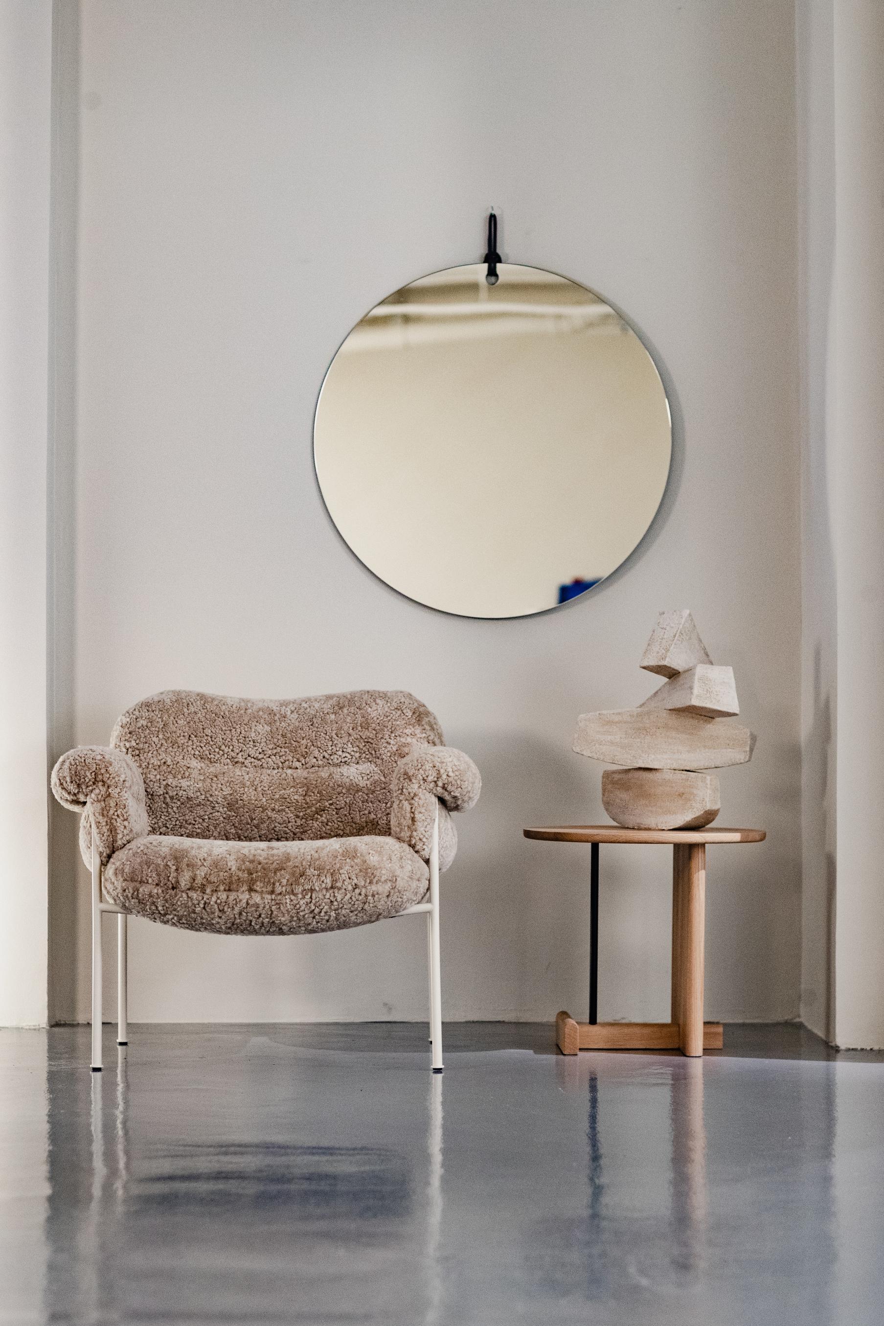 Bollo Armchair by Fogia, Mohawi Sheepskin, Grey, Black Steel In New Condition For Sale In Paris, FR