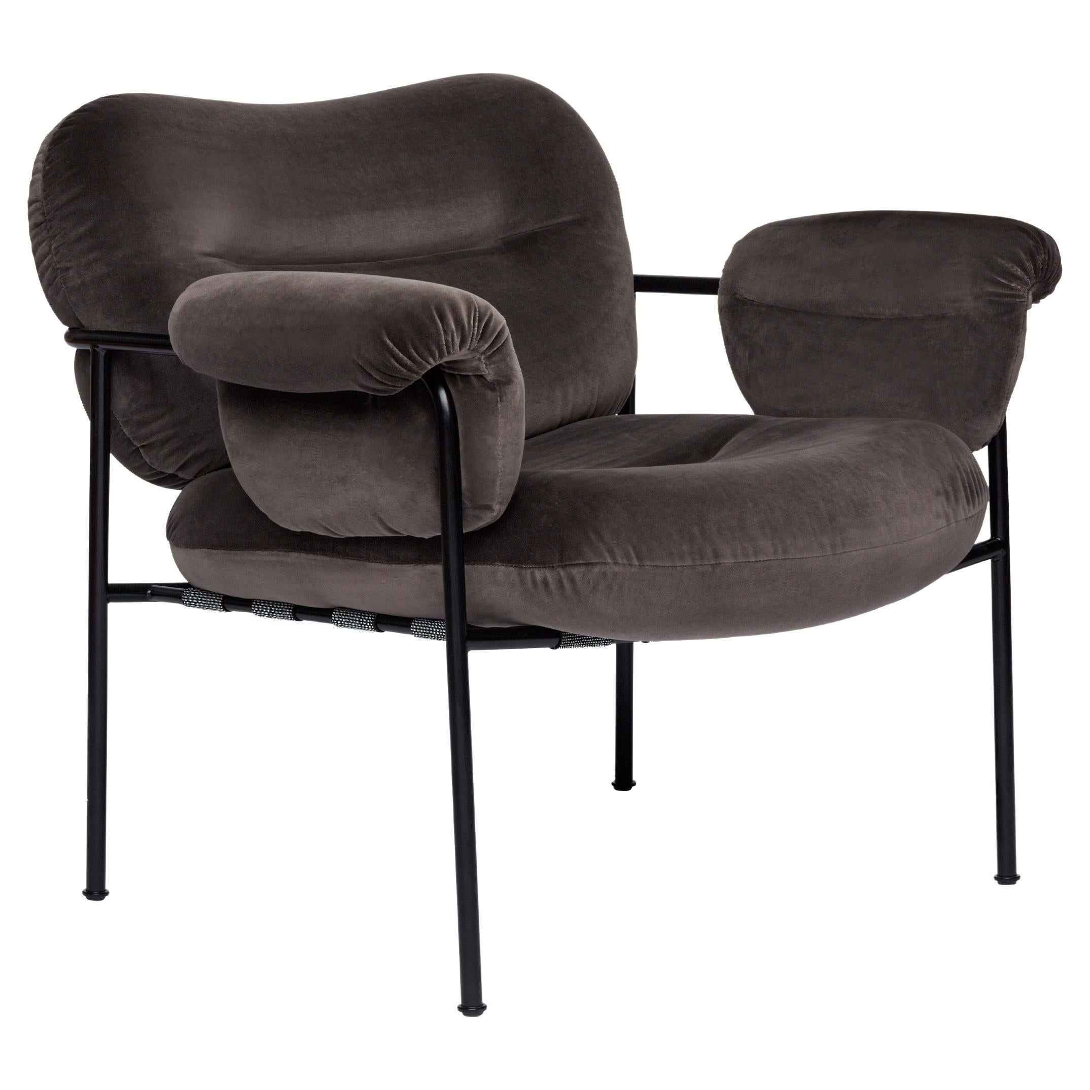 Bollo Armchair by Fogia, Ritz Stone, Black Steel For Sale