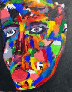 BOLLY FROST CONTEMPORARY ABSTRACT BRITISH PAINTING - QUIRKY COLORFUL FACE