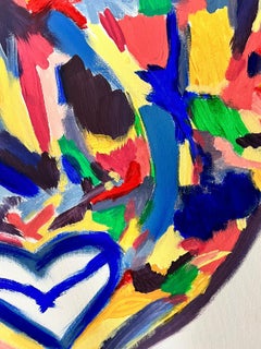 Retrato Abstracto Británico Contemporáneo Pintura Un Rostro Colorido