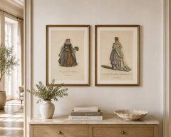 Bologna Renaissance Costume Engravings, Hand-Colored Italian Fashion Pair, 1749
