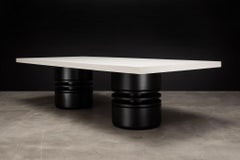 BOLSA DINING TABLE - Modern Design in Pacific Rift Oak with Matte Black Lacquer