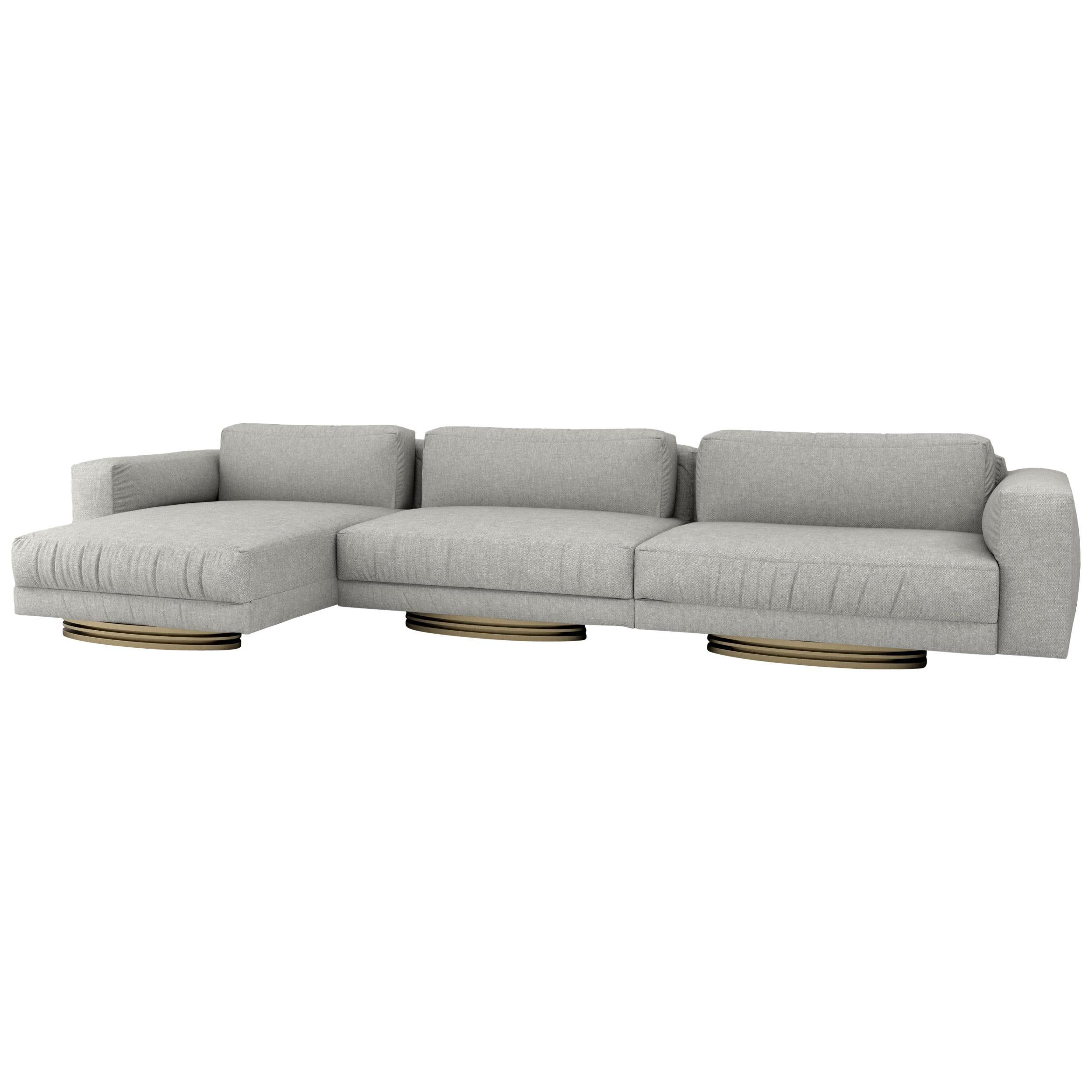 BOLSA SECTIONAL CHASE - Modern Design in Cotton with Metallic High Gloss Bases