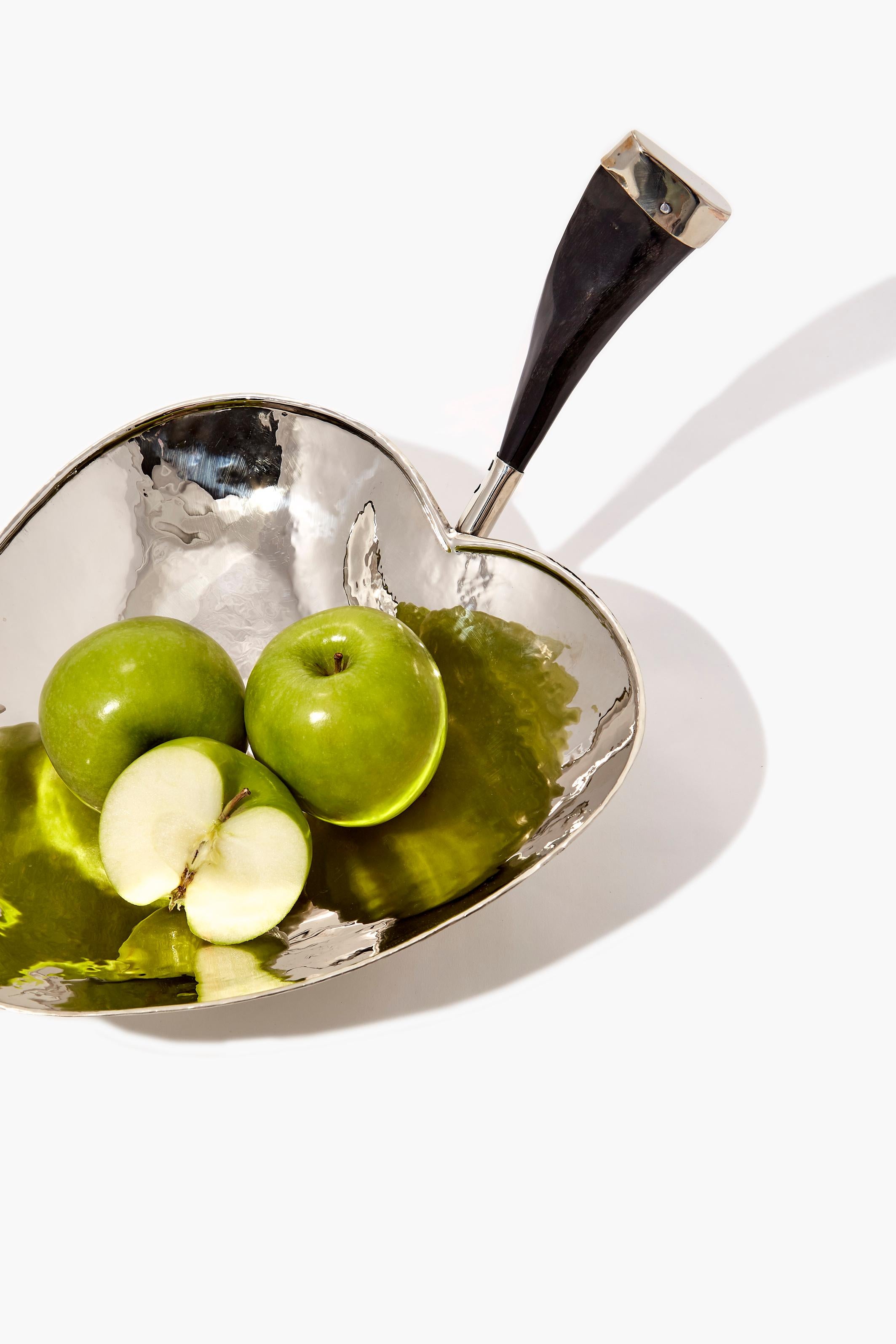 Argentine BOLSON Apple Small Bowl, Horn & Alpaca Silver For Sale