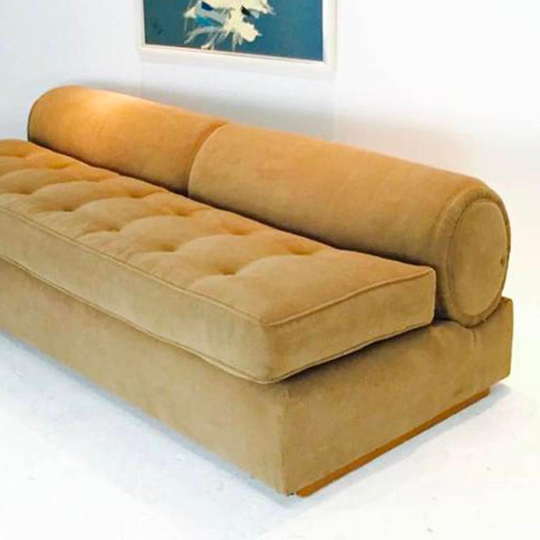 Bolster Back Slipper Sofa in the Style of Milo Baughman by Marge Carson at 1stDibs