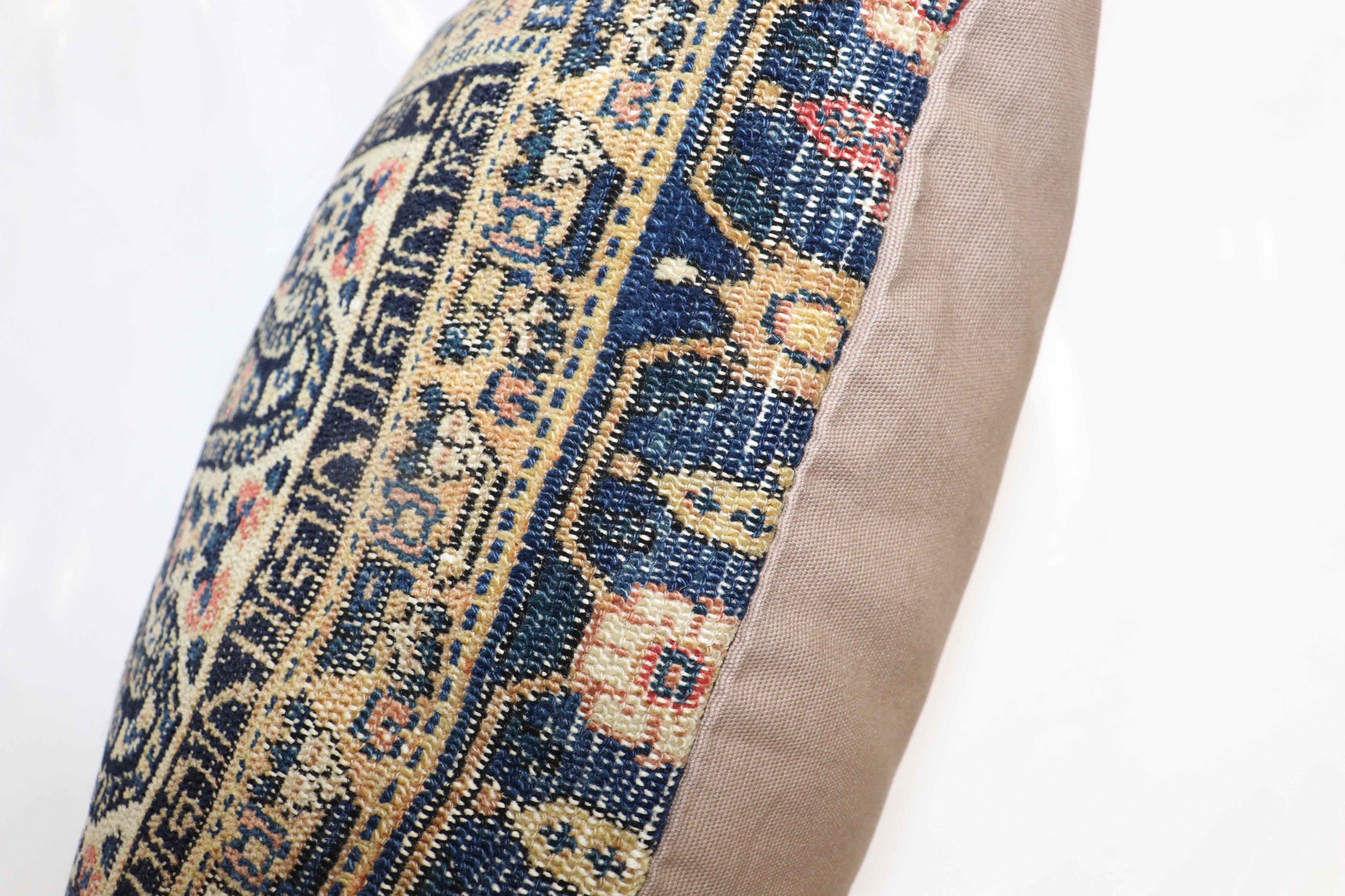 Bolster Size Antique Persian Senneh Rug Pillow In Good Condition For Sale In New York, NY