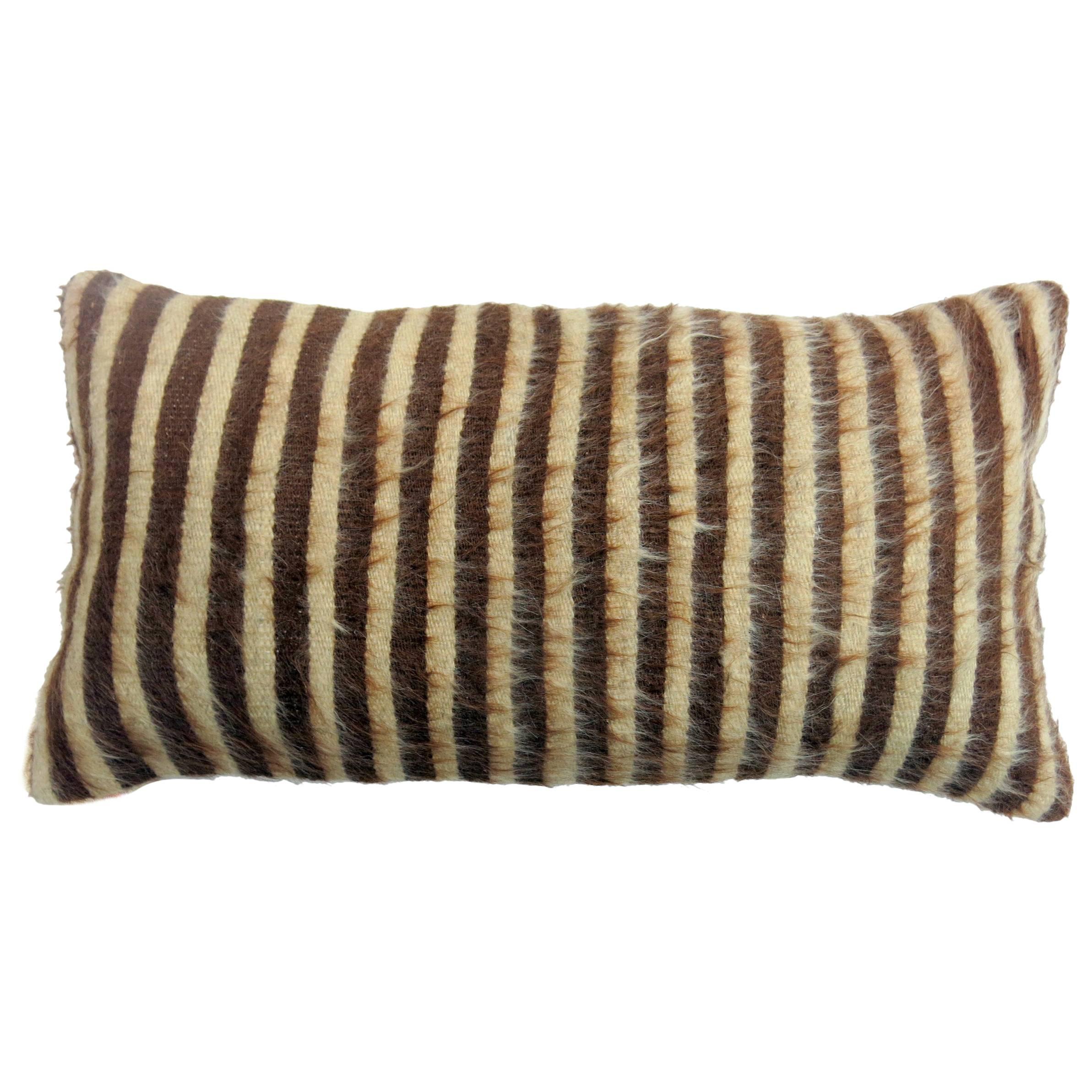 Brown Turkish Mohair Lumbar Rug Pillow For Sale at 1stDibs