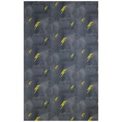 'Bolt from Mars' Contemporary, Traditional Wallpaper in Yellow on Charcoal