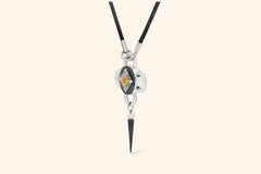 Bolt Necklace, Blackened Silver and Silver, Citrine