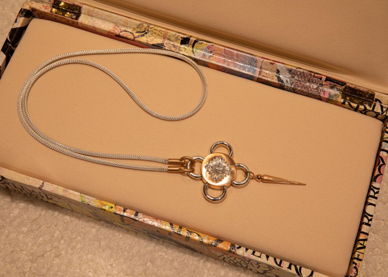 Bolt Necklace, Rose Gold and Silver, Diamond In New Condition For Sale In PARIS, FR