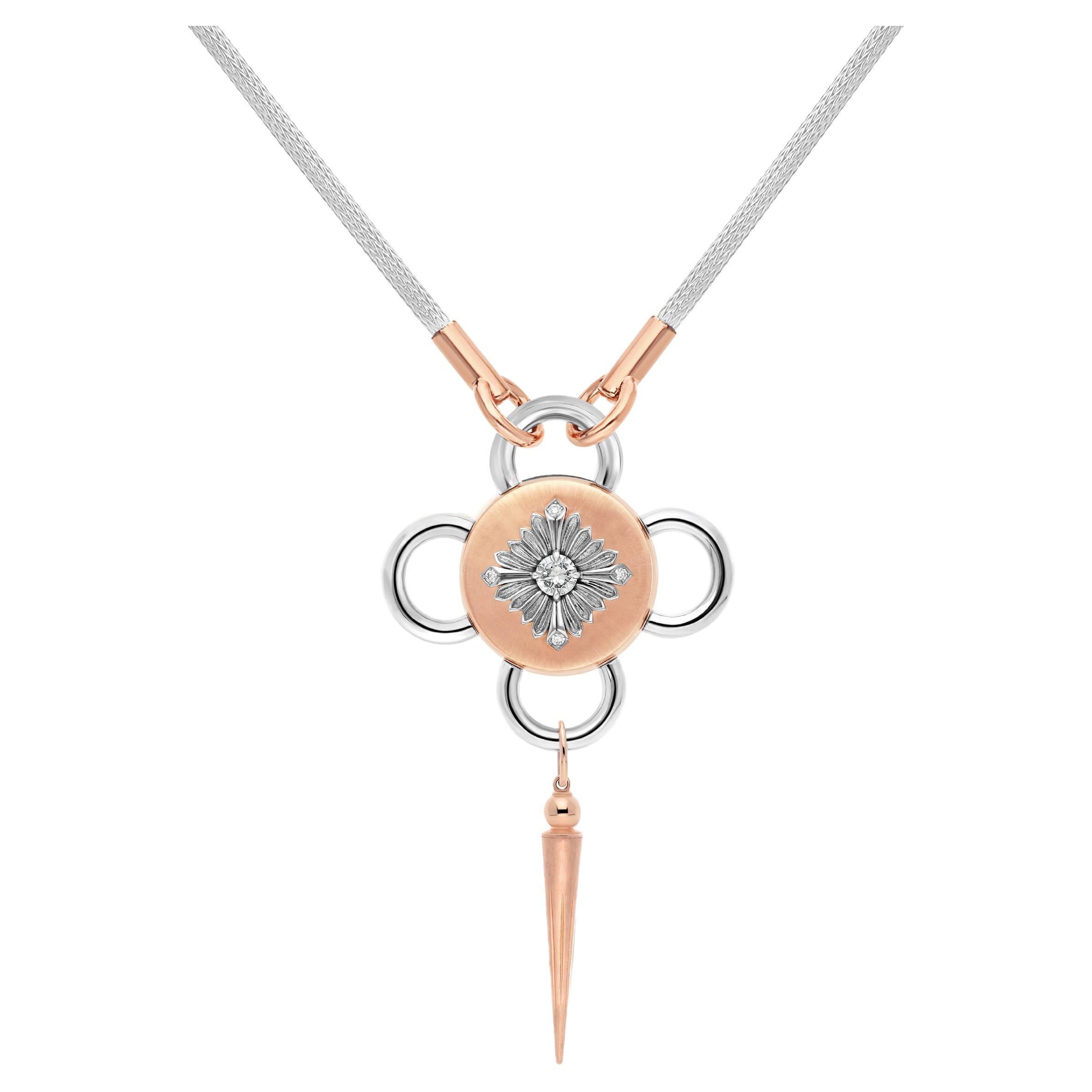Bolt Necklace, Rose Gold and Silver, Diamond