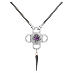 Bolt Necklace, Silver and Amethyst