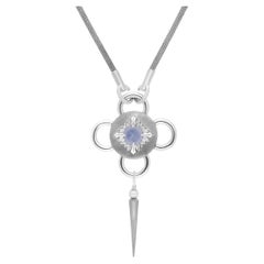 Bolt Necklace, Silver and Chalcedony