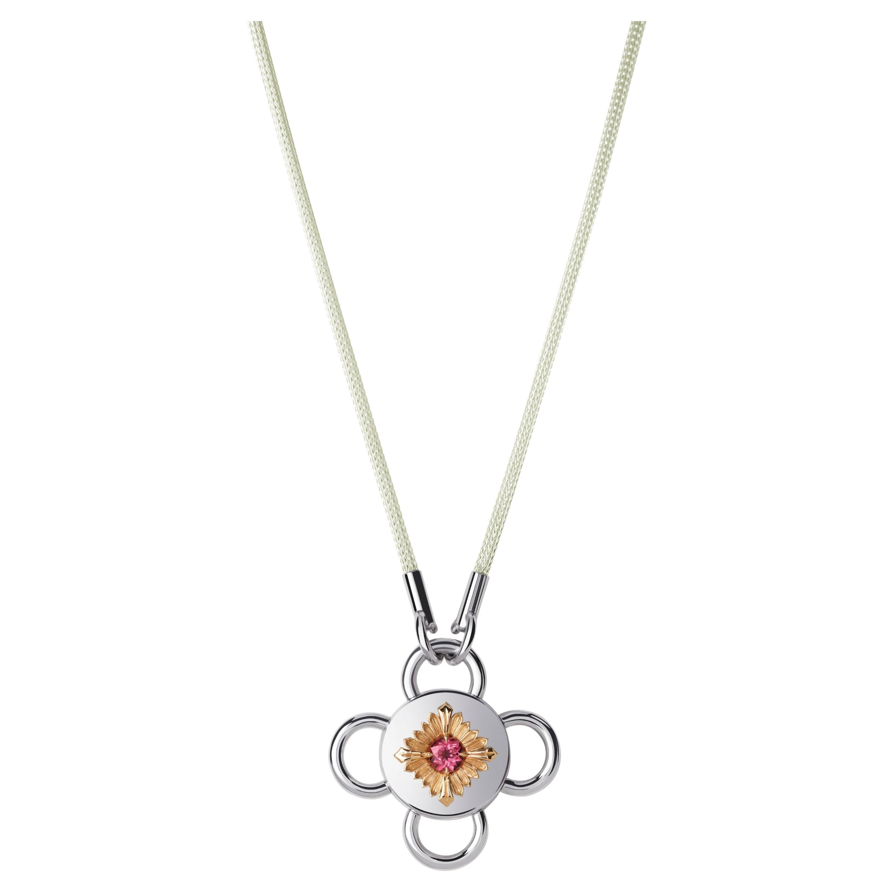 Bolt Necklace, Silver and Rose Gold, Tourmaline