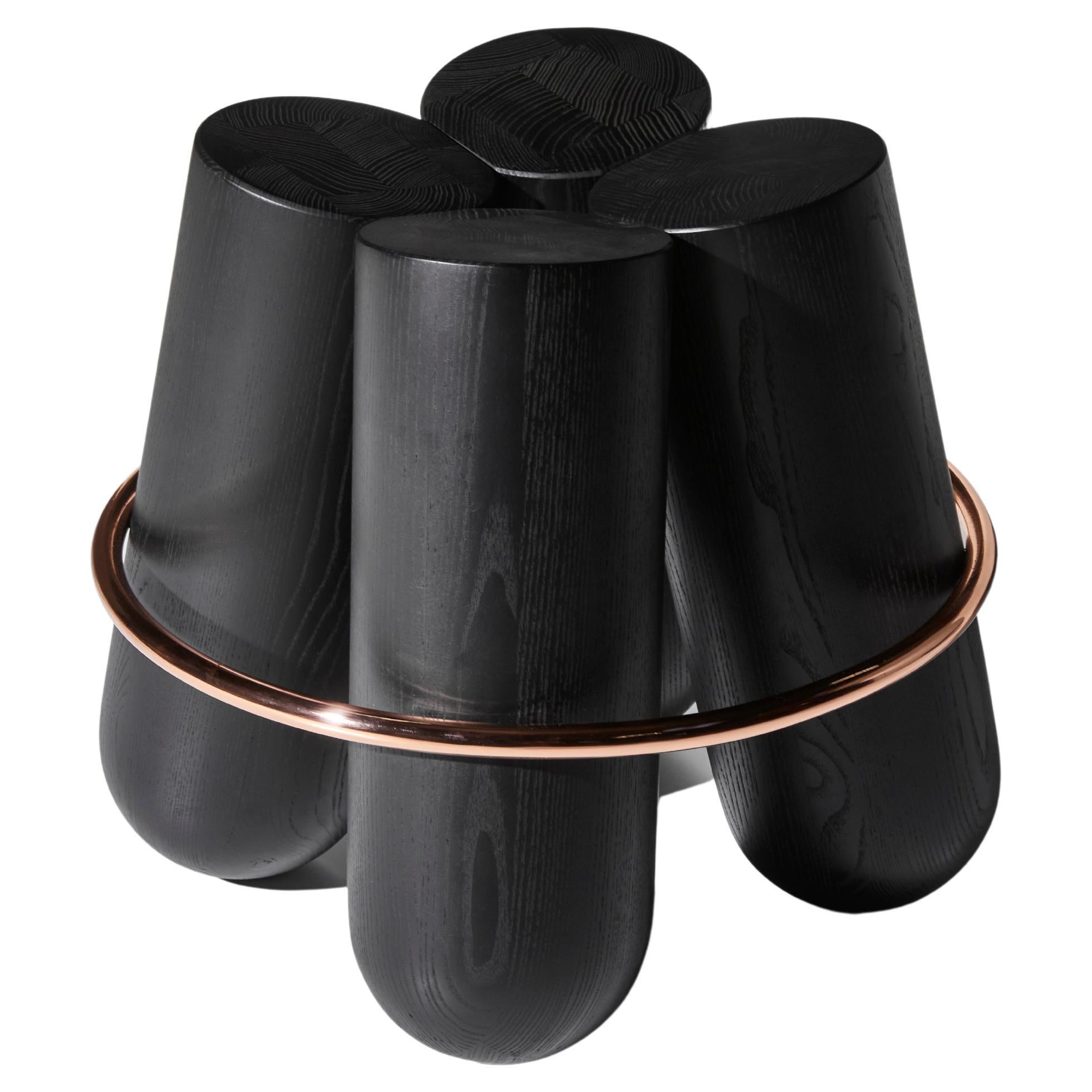 Bolt Stool, Black and Copper Ring, by Note Design Studio for La Chance For Sale