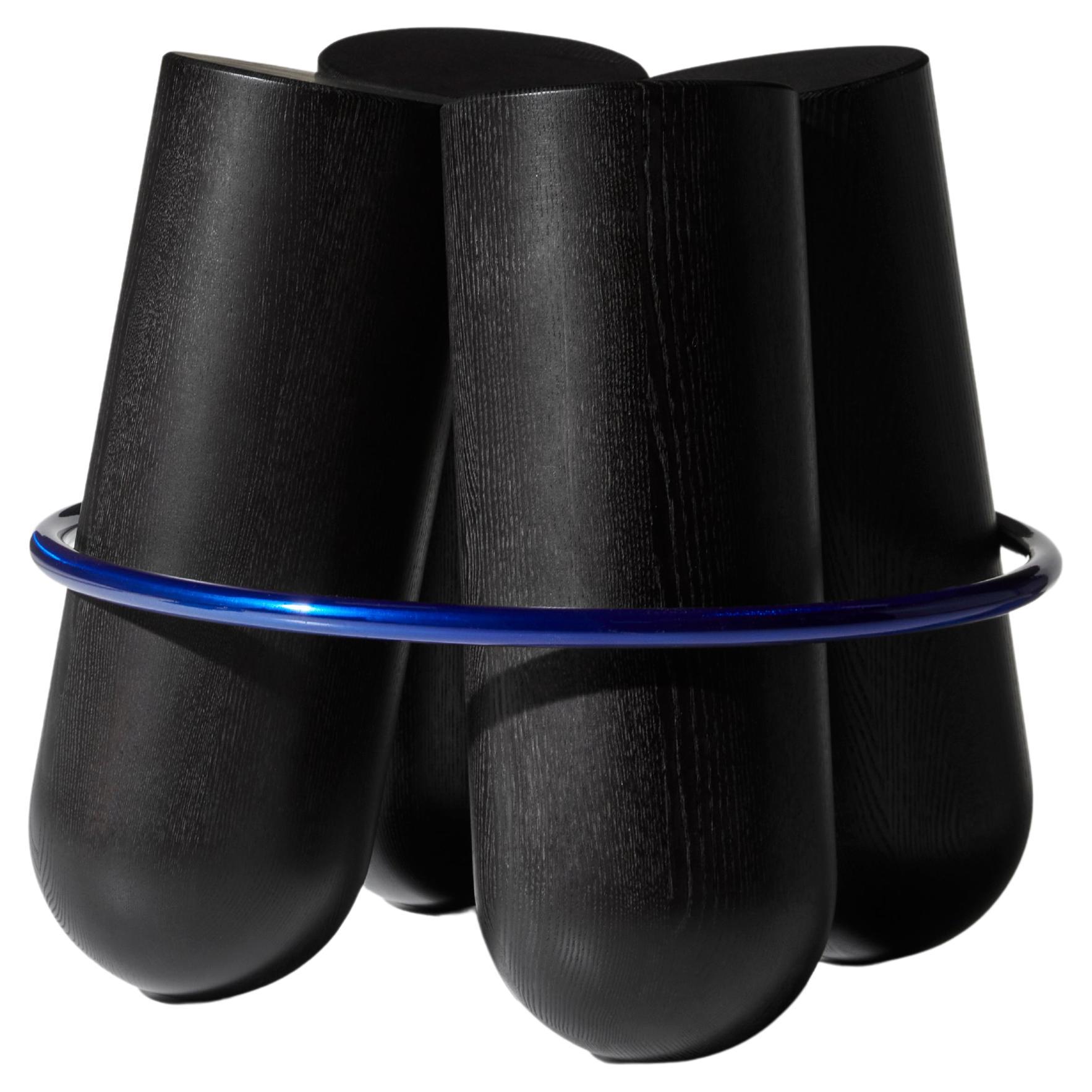 Bolt Stool, Black and Lazer Blue Ring, by Note Design Studio for La Chance For Sale