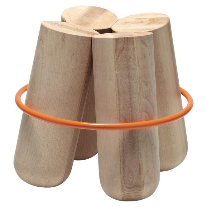 Bolt Stool Natural Maple Orange Ring by La Chance For Sale