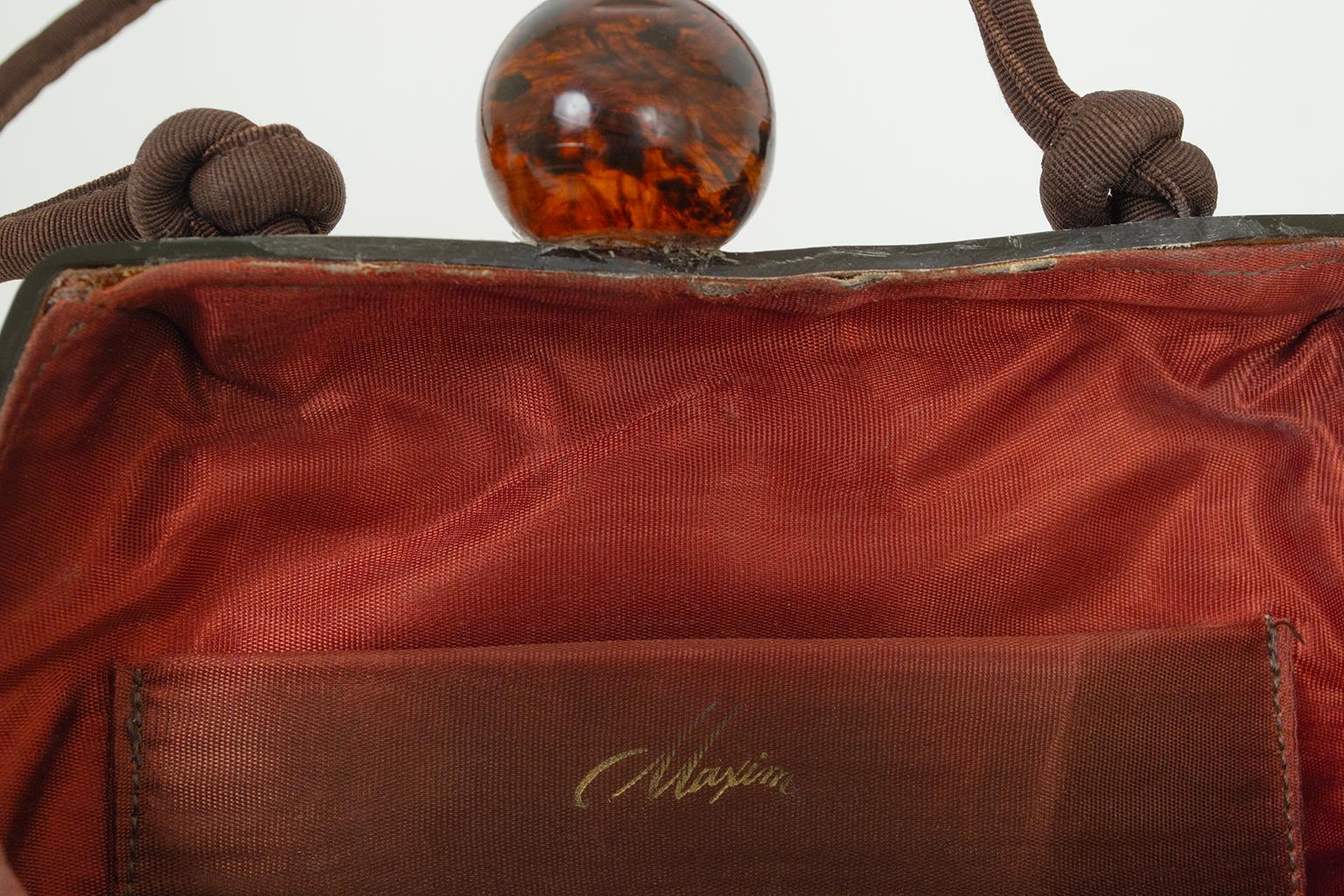 Bolta Lucite Faux Tortoiseshell Handbag with Oversize Ball Clasp – 1950s 7