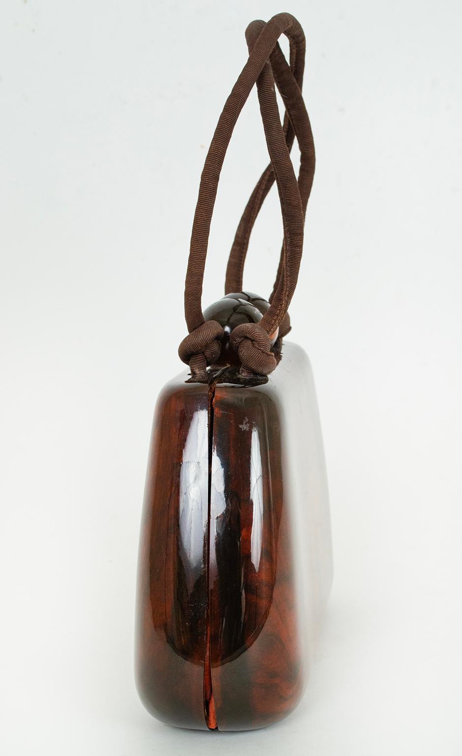 Bolta Lucite Faux Tortoiseshell Handbag with Oversize Ball Clasp – 1950s 1