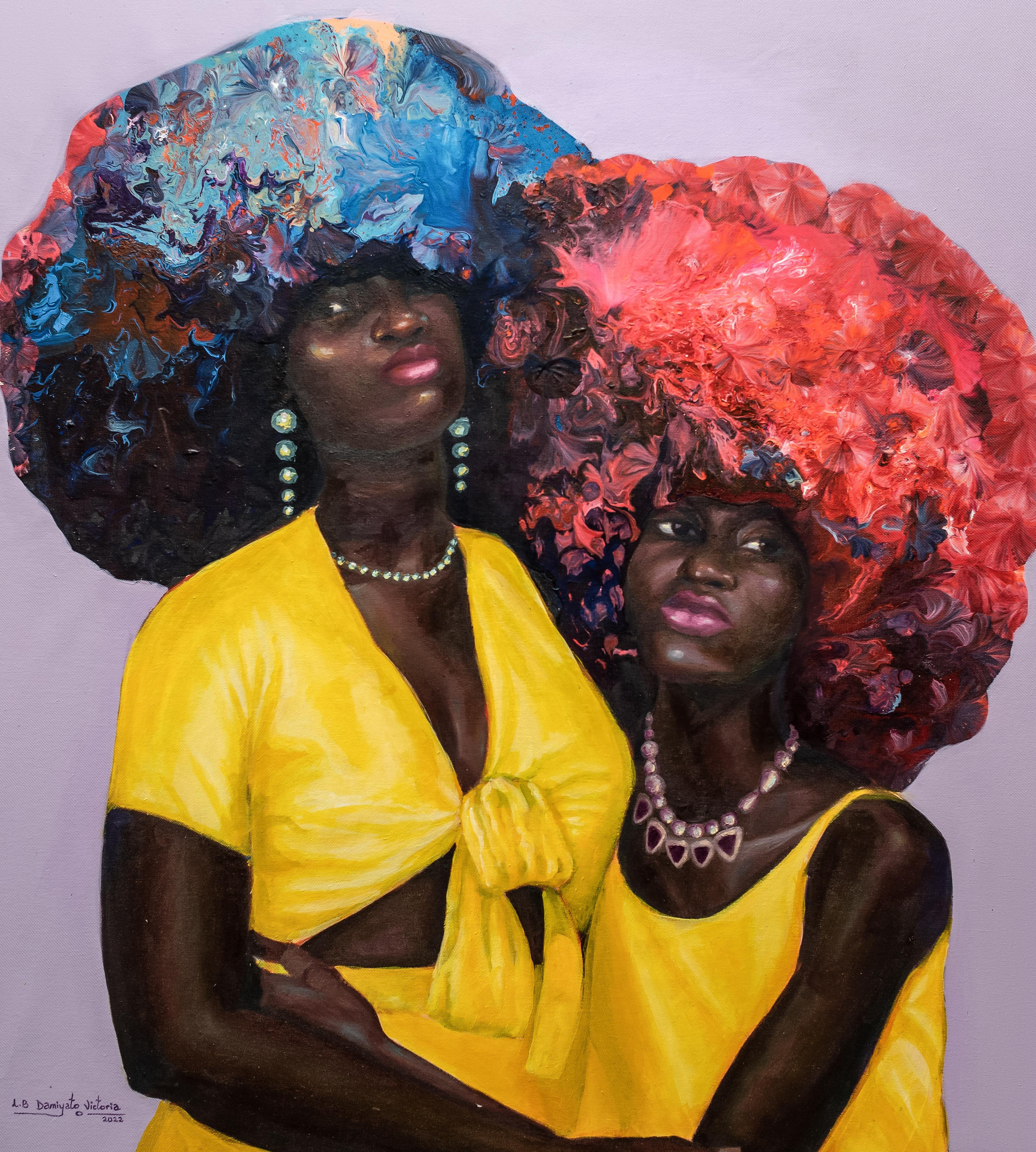 Cher Sister 2 - Beige Figurative Painting par Boluwatife Victoria Lawal