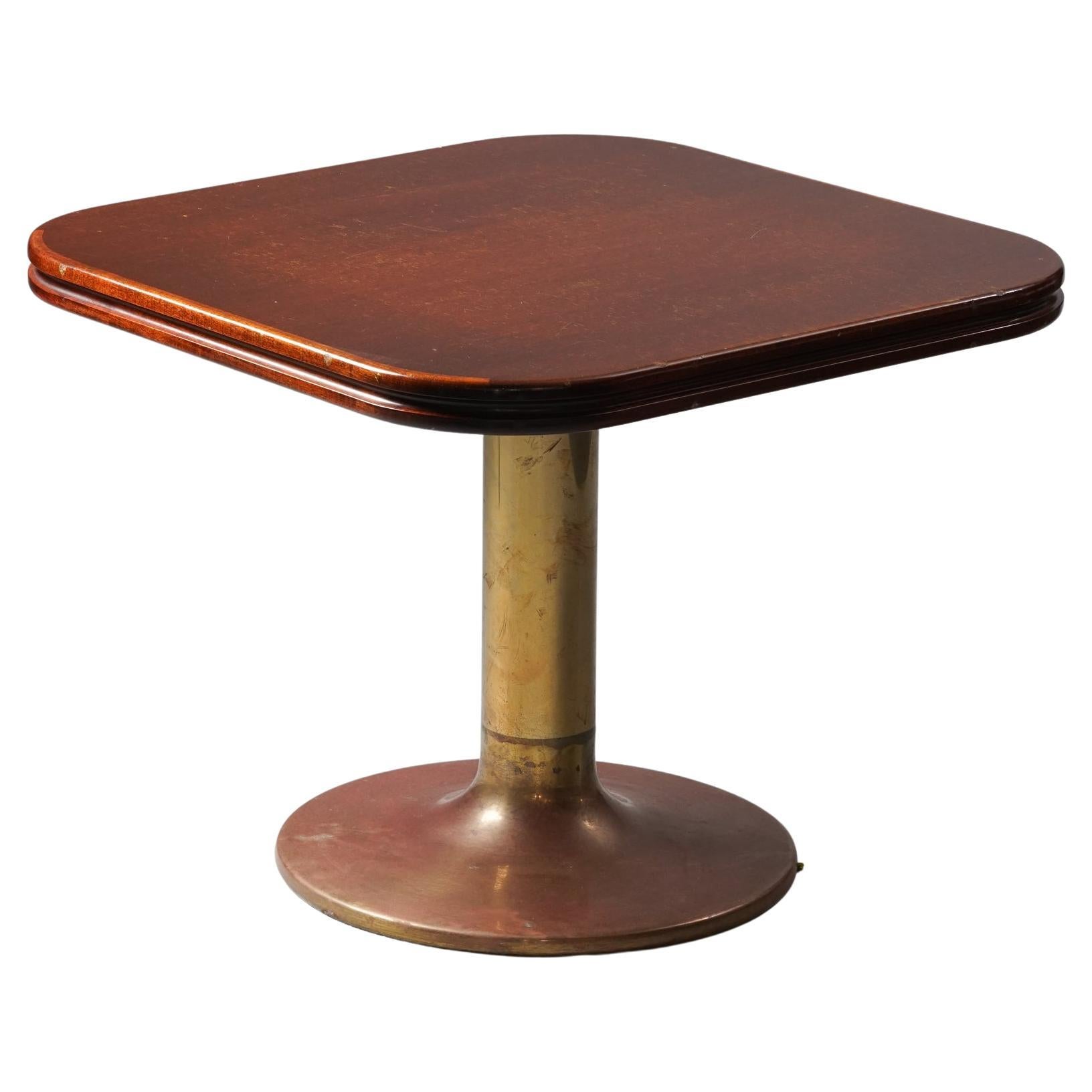 Table basse Boman en laiton et bois, années 1940