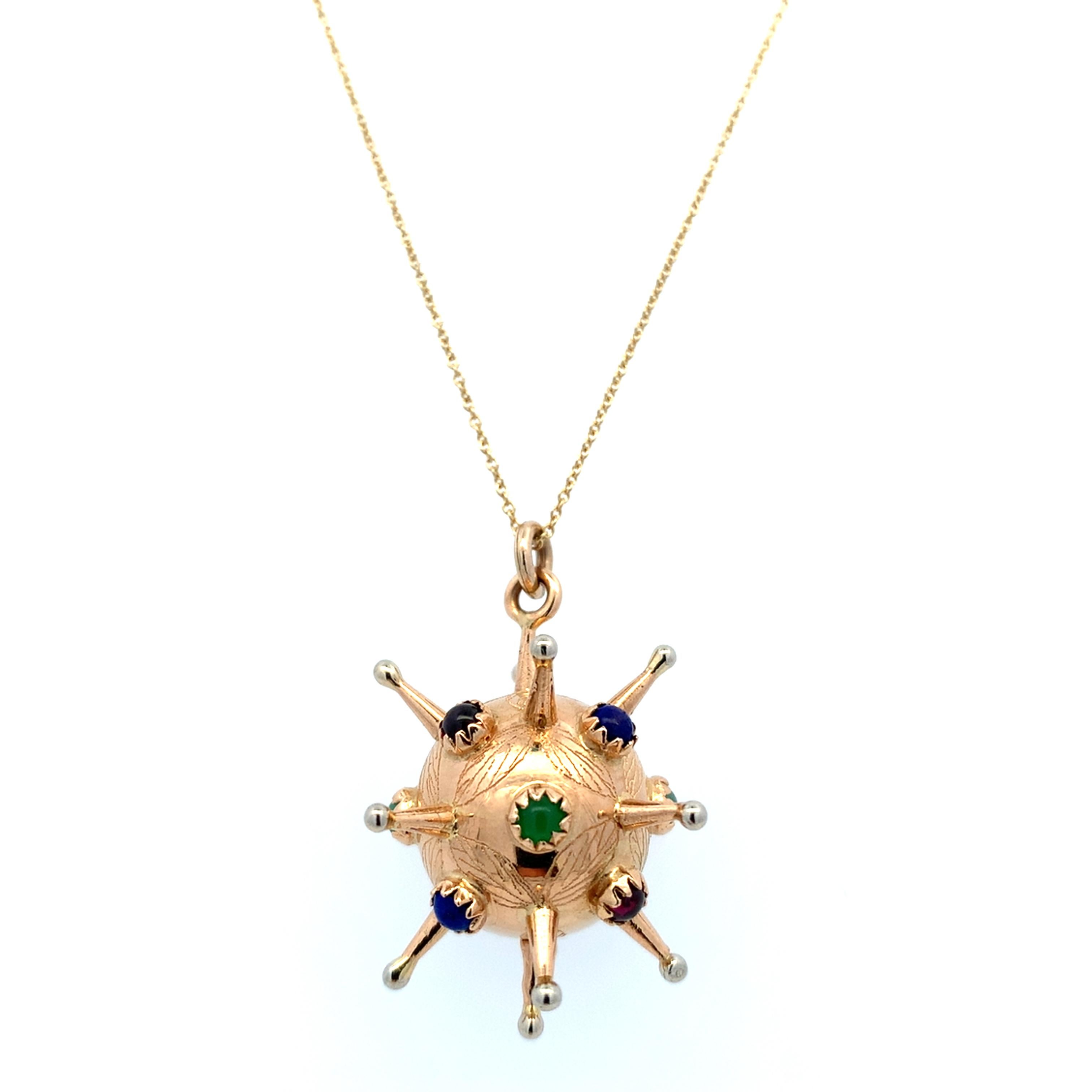 Collar colgante vintage Bomb Sputnik oro amarillo en Nuevo estado para la venta en London, GB