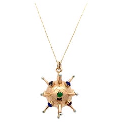 Bomb Sputnik vintage pendant necklace yellow gold