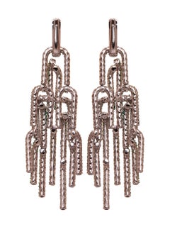 Orecchini in stile Art Deco con fontana ghiacciata in oro 18kt, smeraldo e diamanti