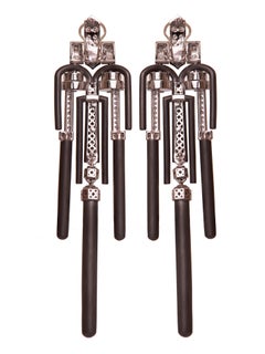 Bombay Art Deco Empress Court Earrings in 18kt Gold, Diamonds & Silver
