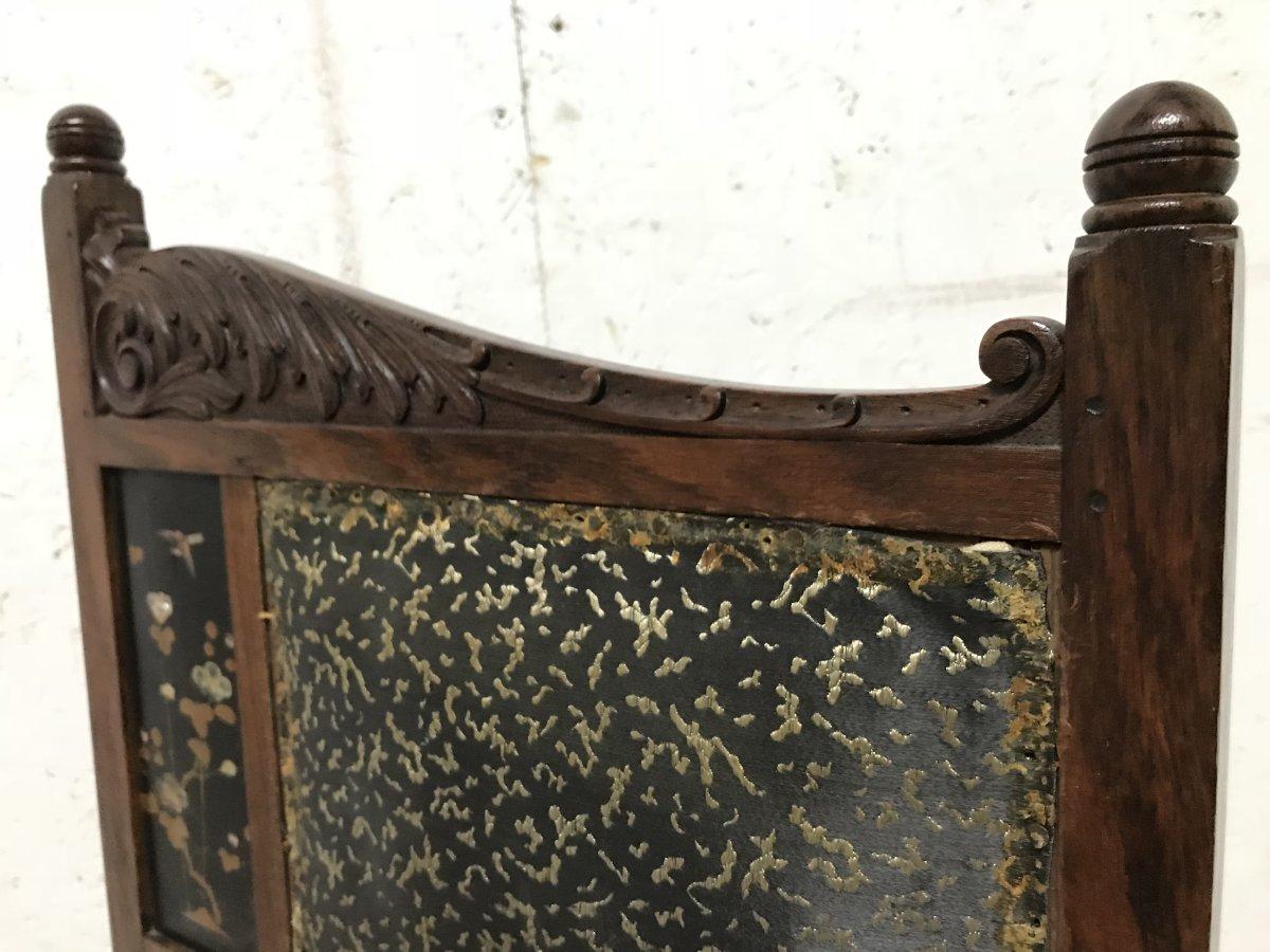 Bombay Art Furniture Anglo-Japanese Side Chair with a Lacquer Floral Panel In Good Condition In London, GB