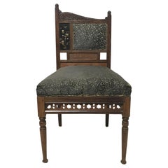 Antique Bombay Art Furniture Anglo-Japanese Side Chair with a Lacquer Floral Panel