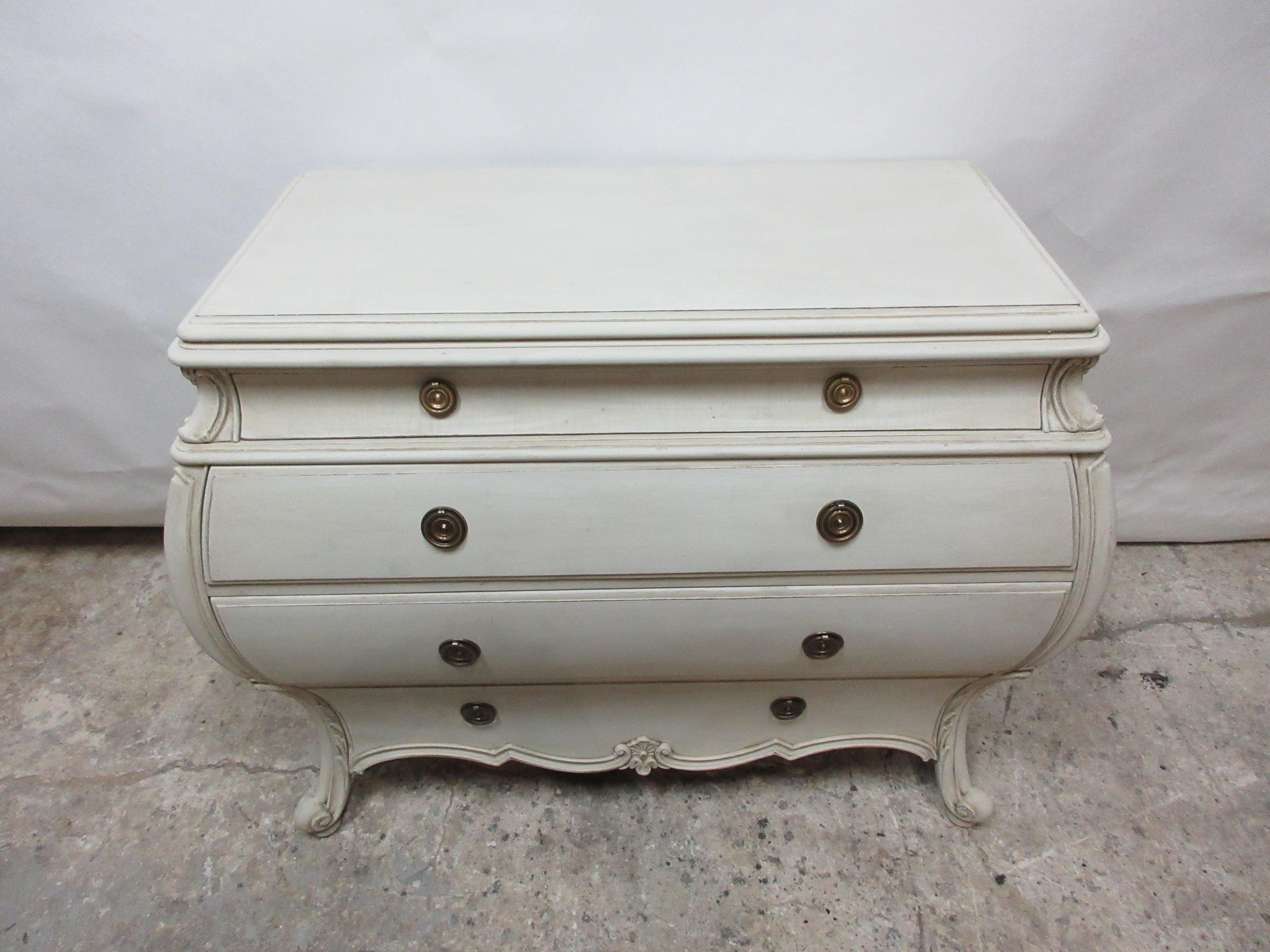 This is a Bombay chest of drawers. It has been restored and repainted with milk paints 