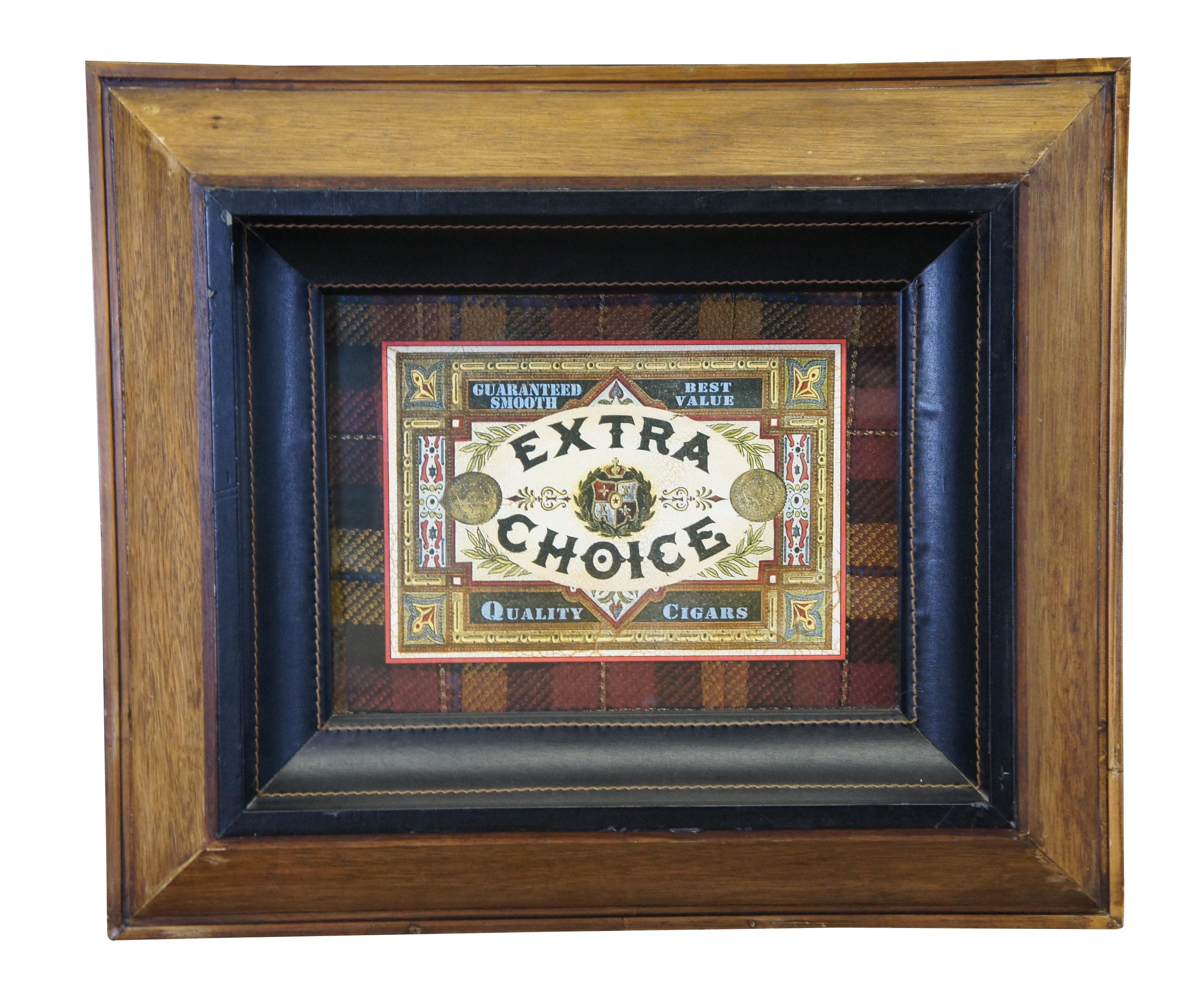 Bombay Company Cigar Wall Art.  El Matador & Extra Choice crackled labels with a plaid border and wooden frame.  Great for a man cave or bar

Dimensions: 
27